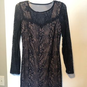 Navy & Nude Lace Dress